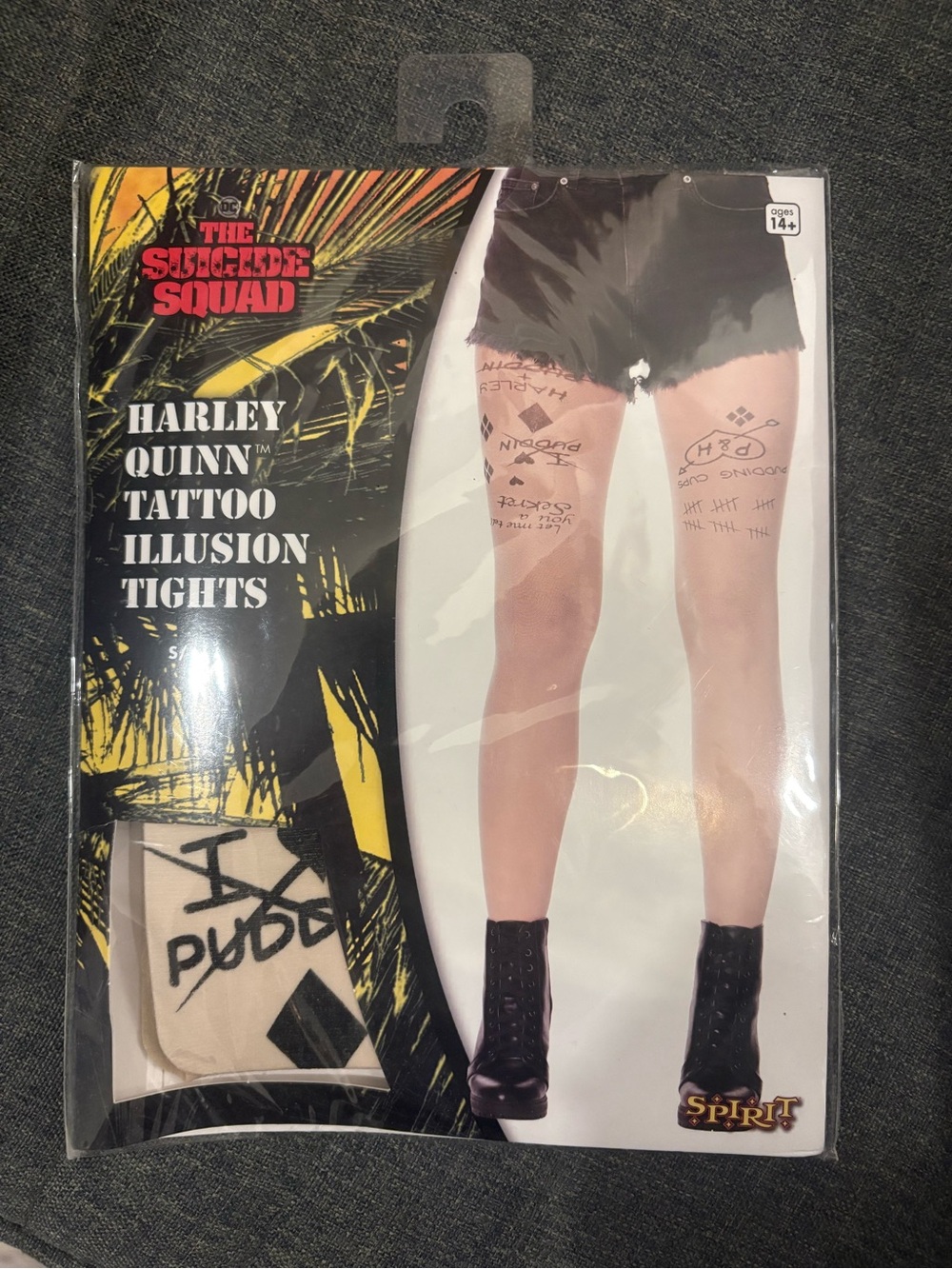 DC Harley Quinn Tattoo Illusion Tights – Cream and Black